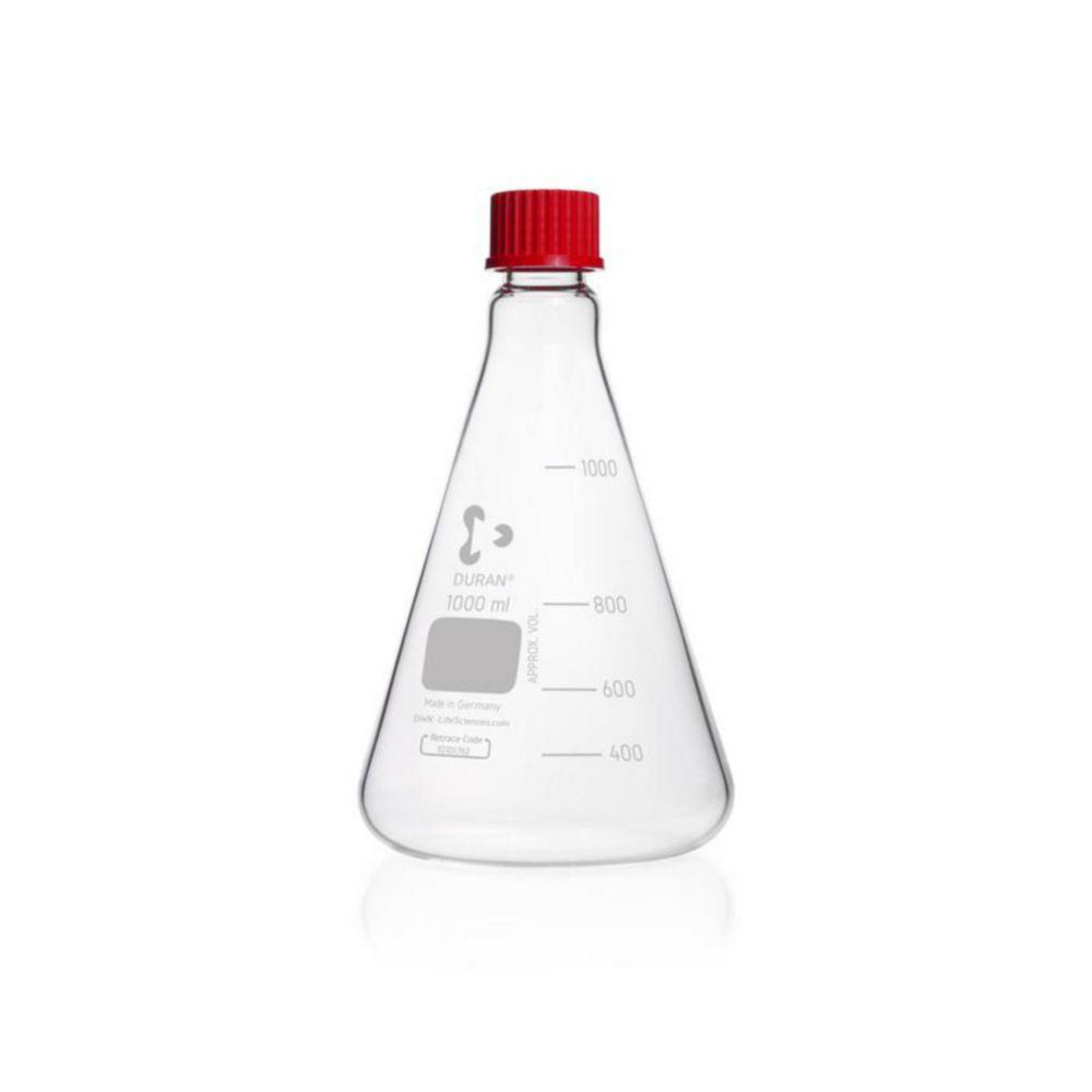 DWK Duran Erlenmeyer Flask with Screw Cap, 1000 mL