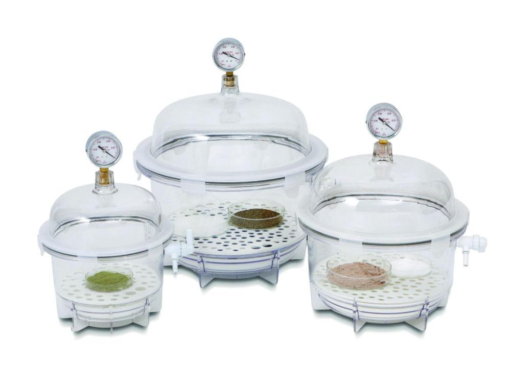 LLG Vacuum Desiccator VDR-30G, Round PC, with Gauge, Ø 385x475mm