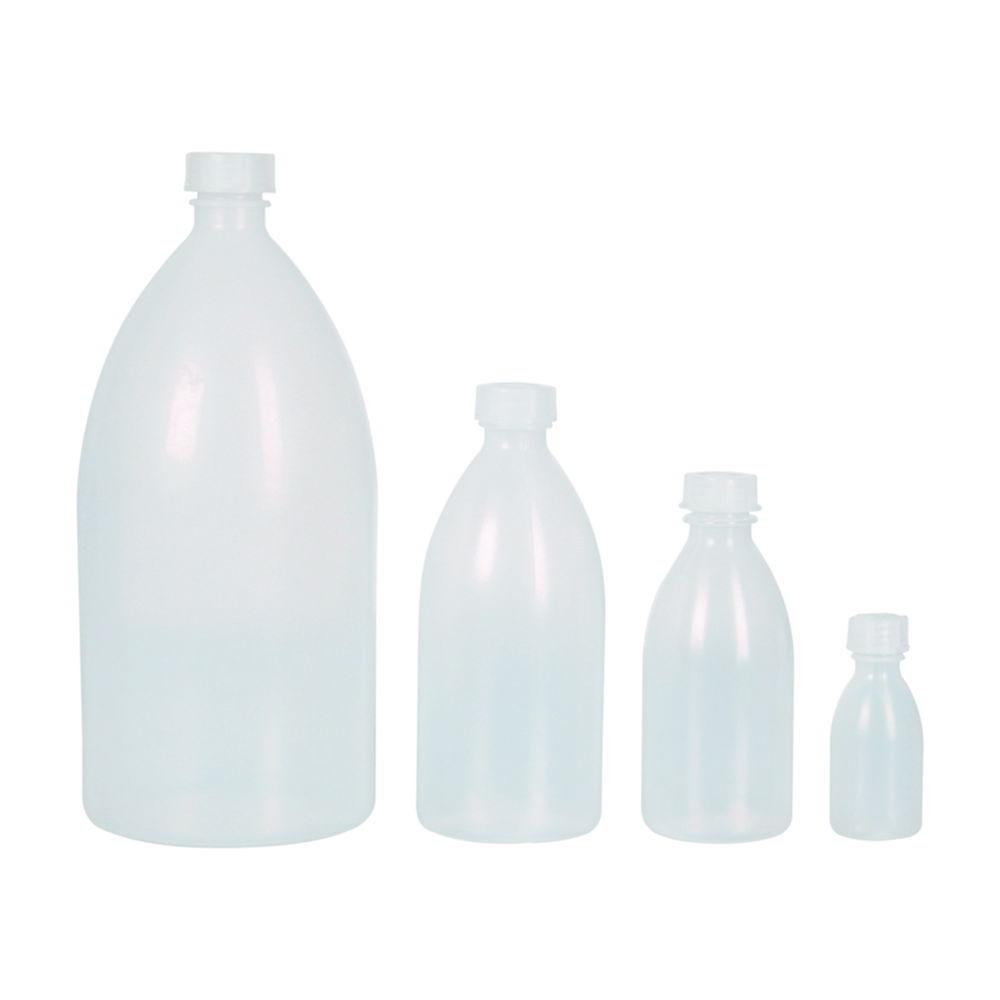 LLG Narrow Neck Bottle 250mL Round LDPE Natural with Closure, Pack of 10