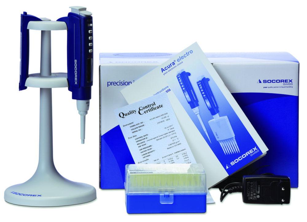 SOCOREX Acura Electro XS 926 Micropipette 5 - 100 µl Initialpack with Battery and Charging Station, UK Plug