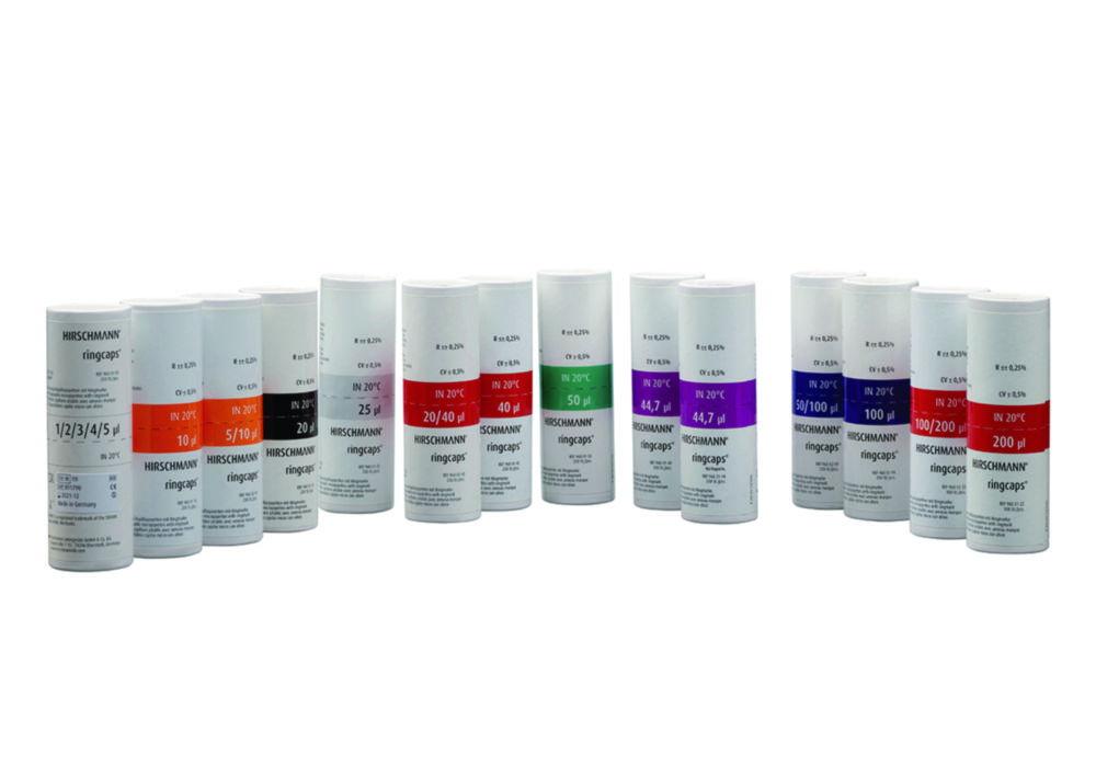 Hirschmann Laborgeräte Ringcaps Disposable Capillary Pipettes, 100µL, Pack of 250, DURAN
