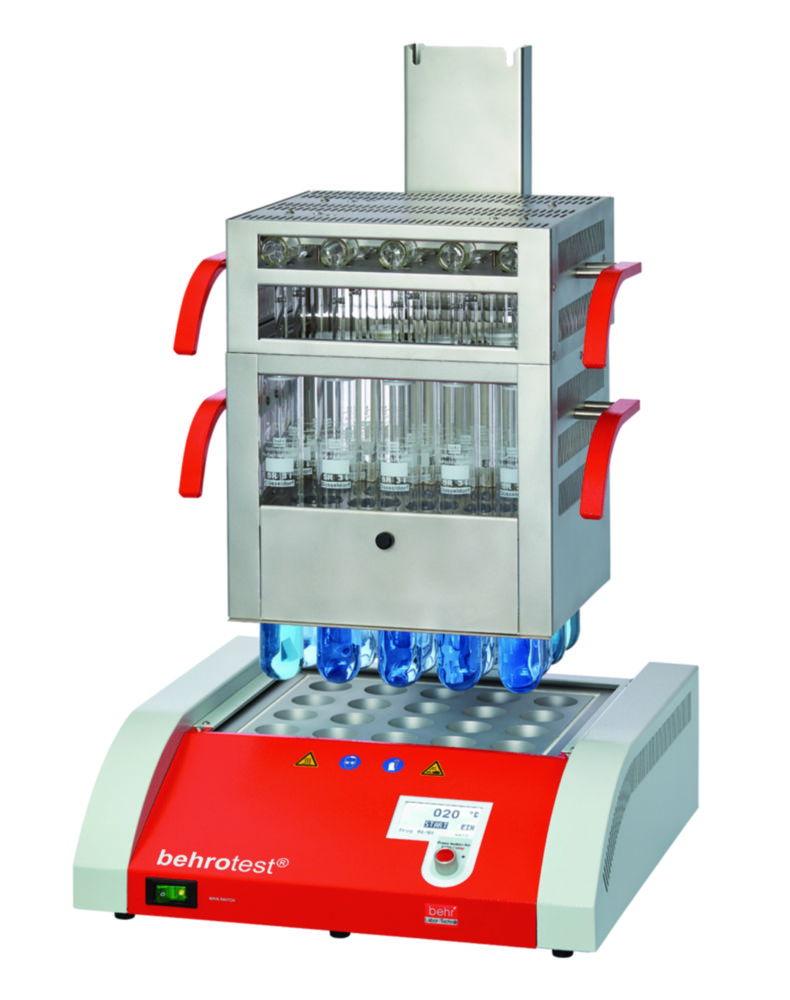 Behr Kjeldahl Digestion Unit K 20 in up to 20 places, including sample rack for 250 ml vessels and fume collector

