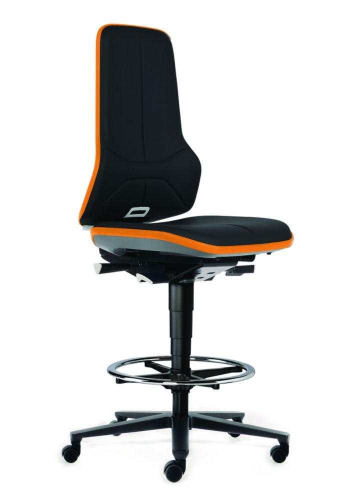 Interstuhl Büromöbel Laboratory Chair Neon 3, Happy Orange Leatherette Magic 9588 Black MG01 with Stop and Go Rolls, Foot Ring