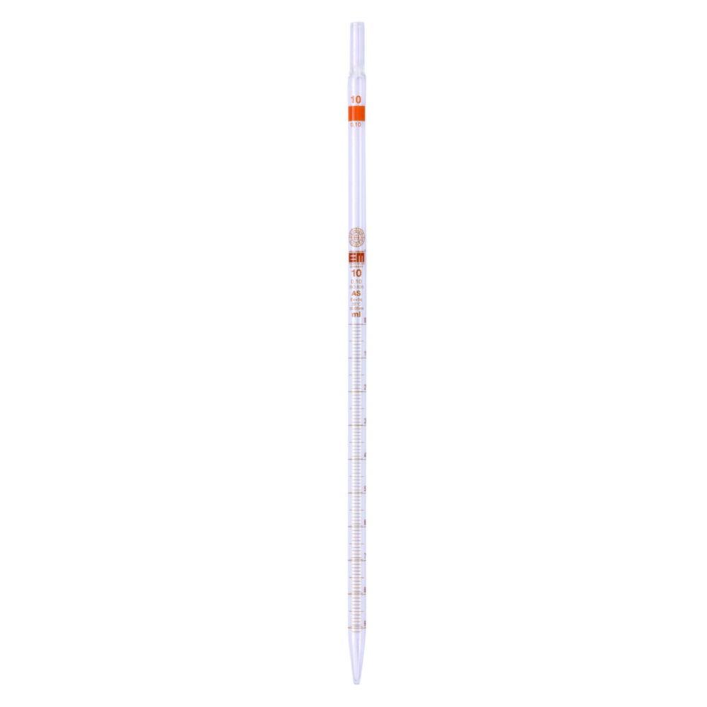 Hirschmann Graduated Pipette 5:0.05 ml, 360 mm Length Cl. AS, Main Point Ring Graduation, Graduated to Top, Amber Graduated