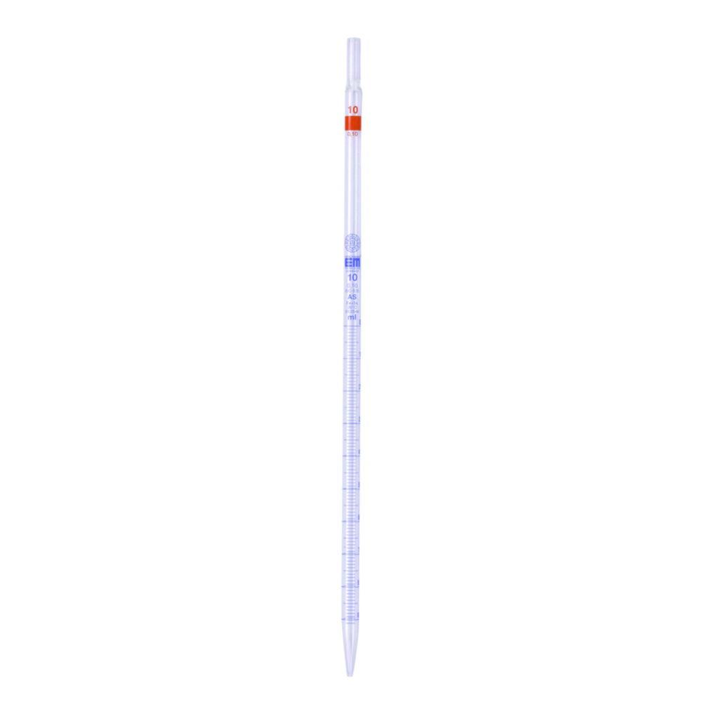 Hirschmann Laborgeräte Measuring Pipette 50:0.2 mL 450mm, Class AS, AR Glass, DIN ISO 835 Conformity Certified, Blue Graduation