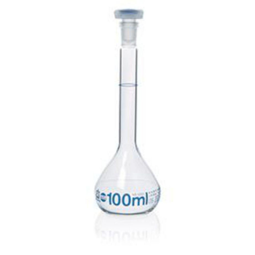 BRAND Volumetric Flask 100 ml, BLAUBRAND Class A, NS-PP Stopper, NS 12/21, Boro 3.3, Pack of 2