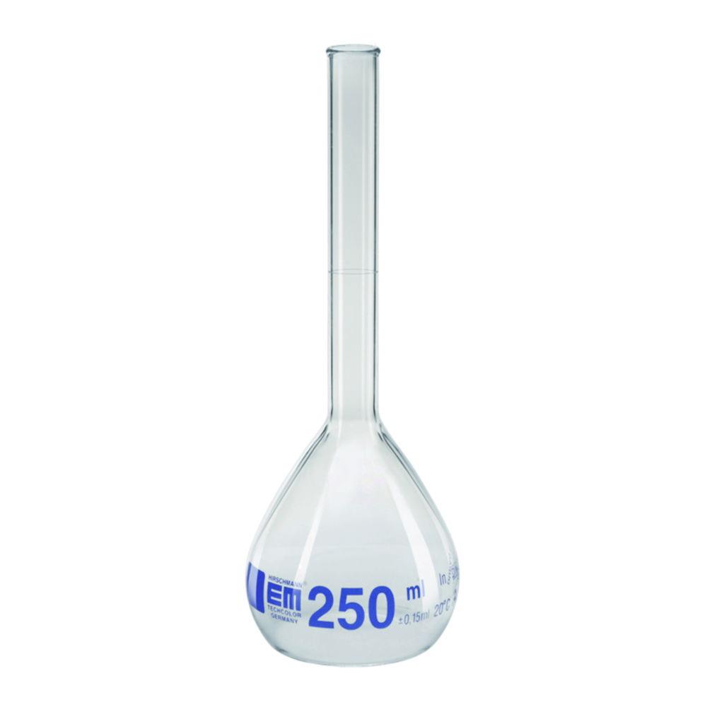 Hirschmann Volumetric Flasks with Rim 25 ml, Cl. A, DURAN, Blue Graduation