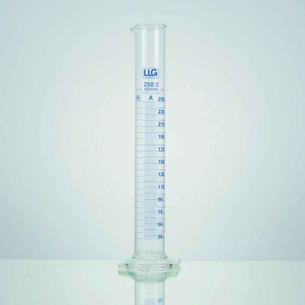 LLG Measuring Cylinder 500 mL Tall Form Boro 3.3 Class A Blue Scale Boro 3.3 Base Batch Certified, Pack of 2