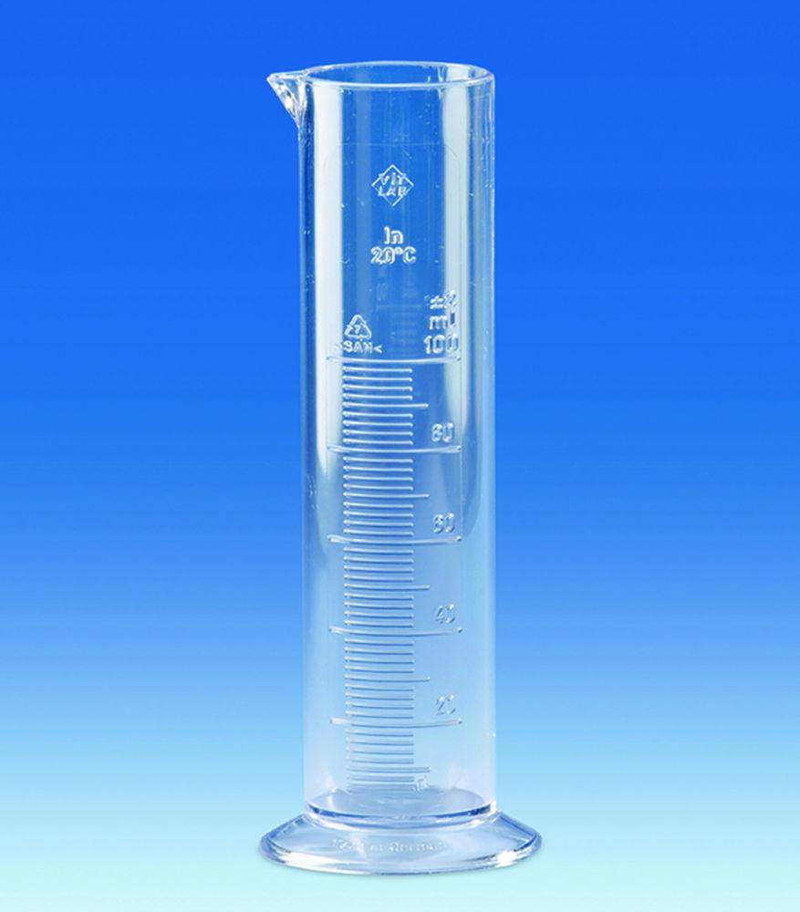 VITLAB Measuring Cylinders 250 ml, SAN, Low Form, Clear

