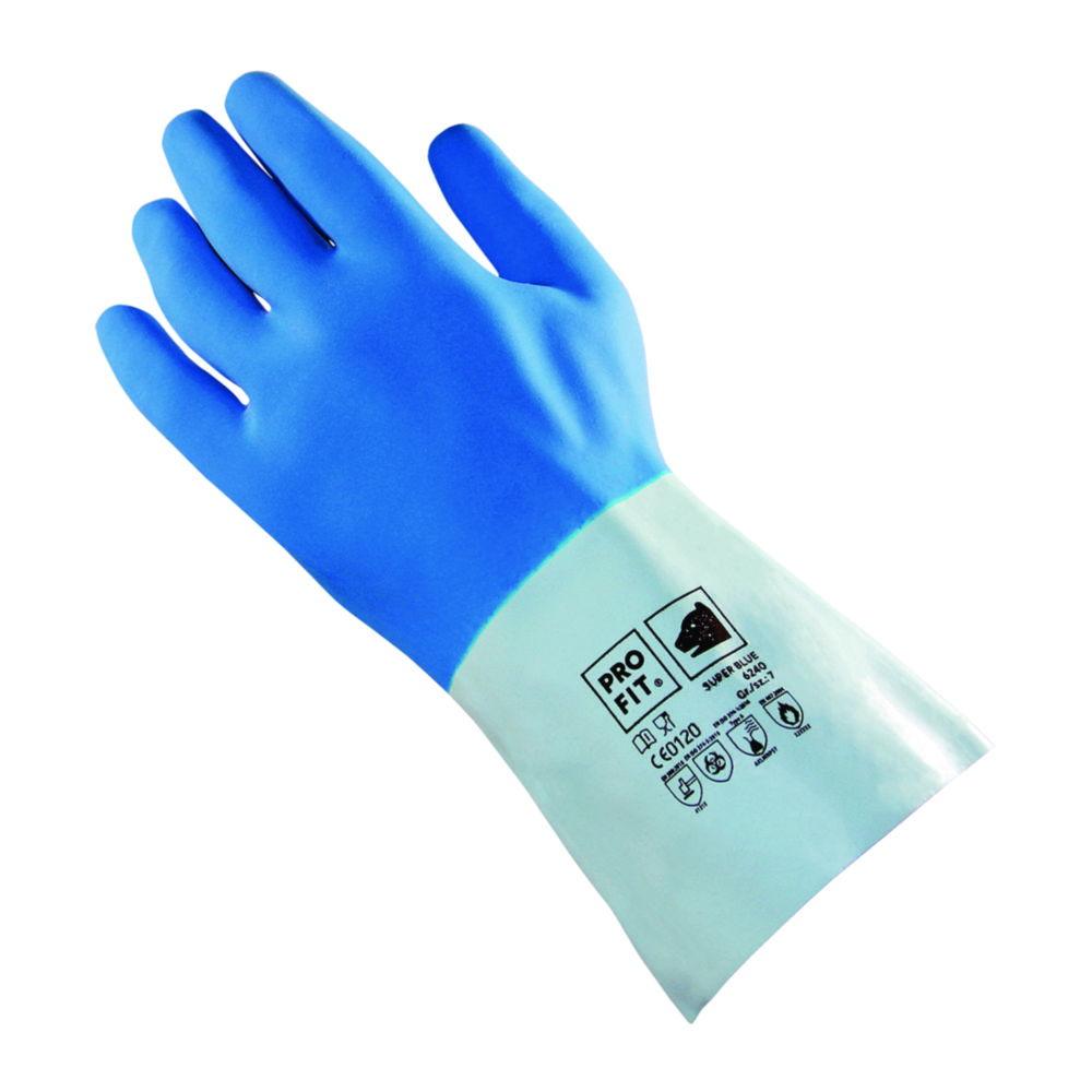 Aug.Schwan Latex Glove Pro-Fit 6240 - Super Blue Size 9, Blue, Cotton Jersey Lining, Rough-Ended Surface, Pair

