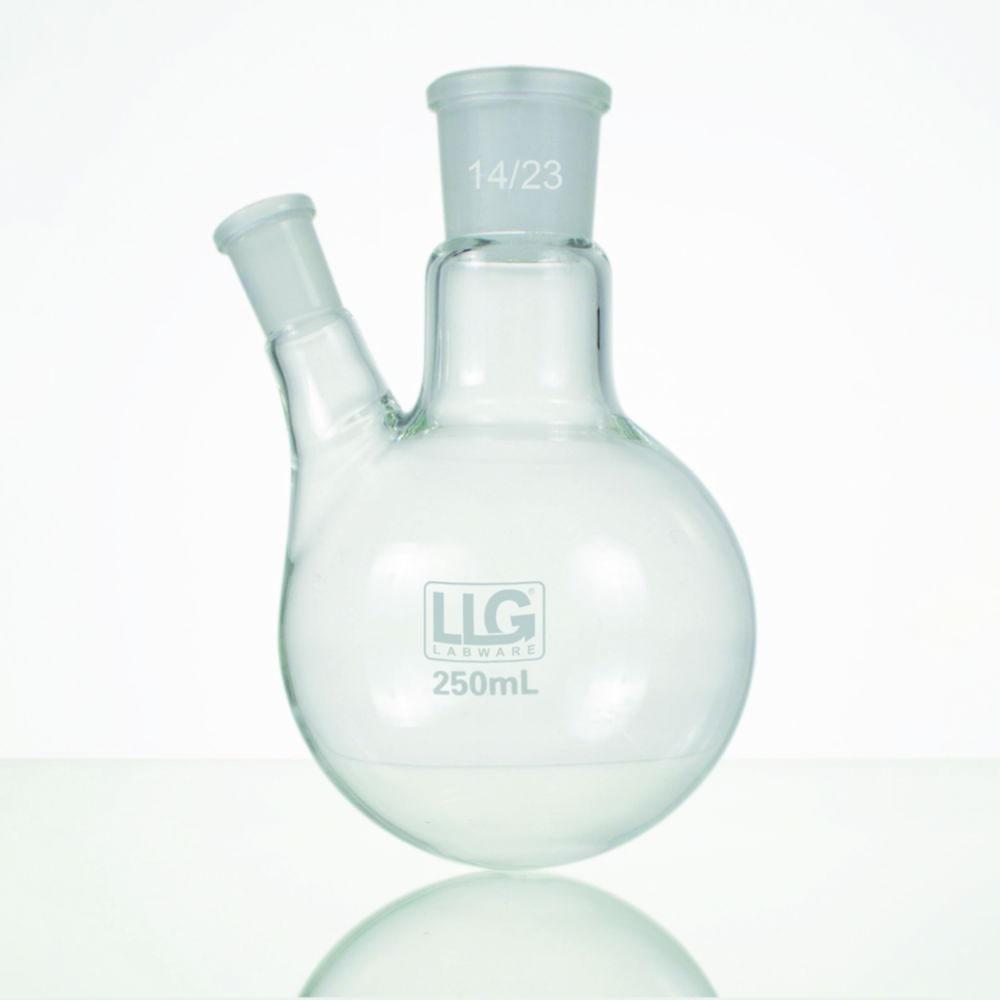 LLG Two-Neck Round Bottom Flask 50 ml, CN NS 14/23, SN NS 14/23 Angled 20°, Boro 3.3

