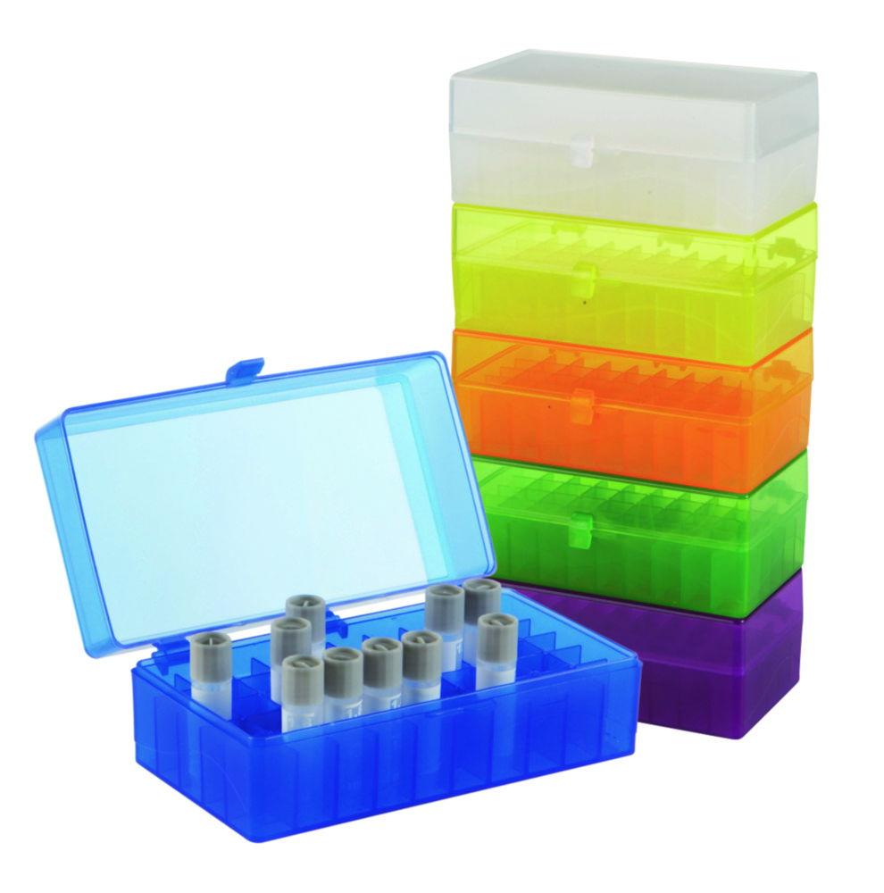Heathrow Scientific 50-Well Hinged Storage Box, PP, Assorted Colors, Pack of 5