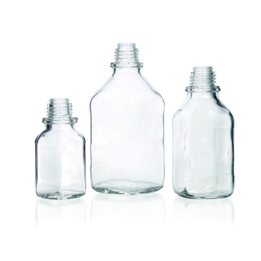 DWK Duran 100 mL Clear Soda Lime Glass Square Bottle, Narrow Neck, Without Dust-Proof Cap