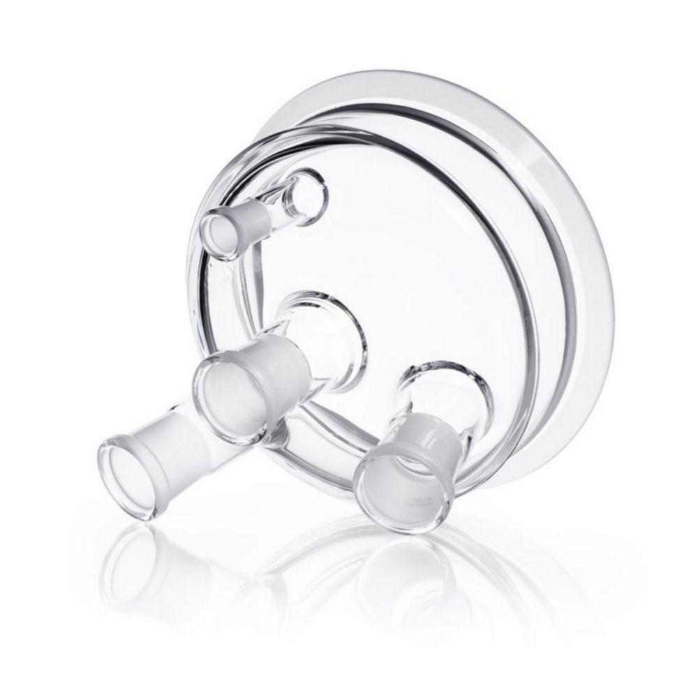 DWK Duran Flat Flange Lids, DN 150, Center Neck NS 29/32, Side Necks 2 x NS 29/32 Angled, 1 x 14/23 Vertical