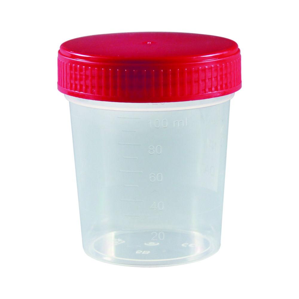 LLG Multipurpose Container, 120 mL, PP with Red PE Screw Cap, Frosted Label, Individually Wrapped, Sterile, Pack of 250