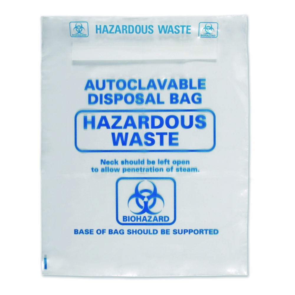LLG Autoclavable Bags 310x660mm, PP Transparent, BIOHAZARD, Pack of 50