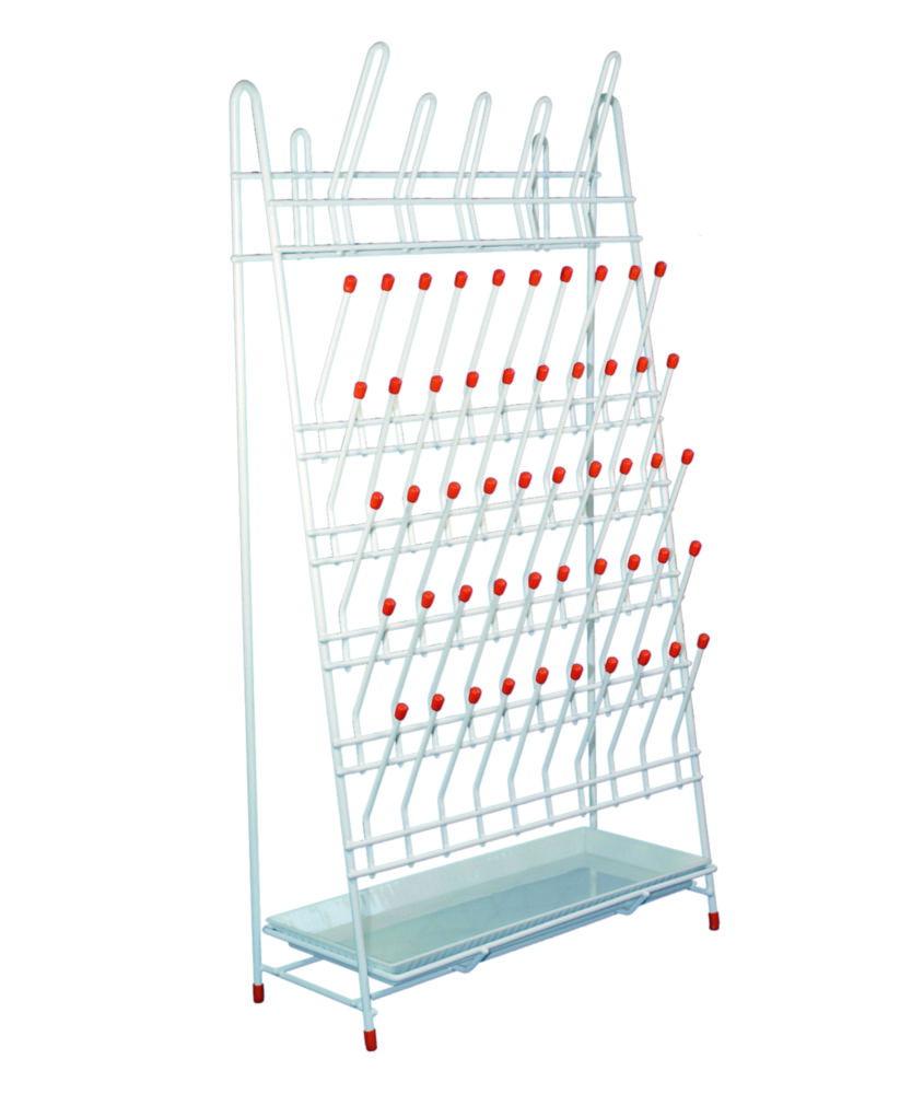 LLG Draining Rack for 50 Reagent Bottles and 5 Flasks, Coated Wire with Drip Channel