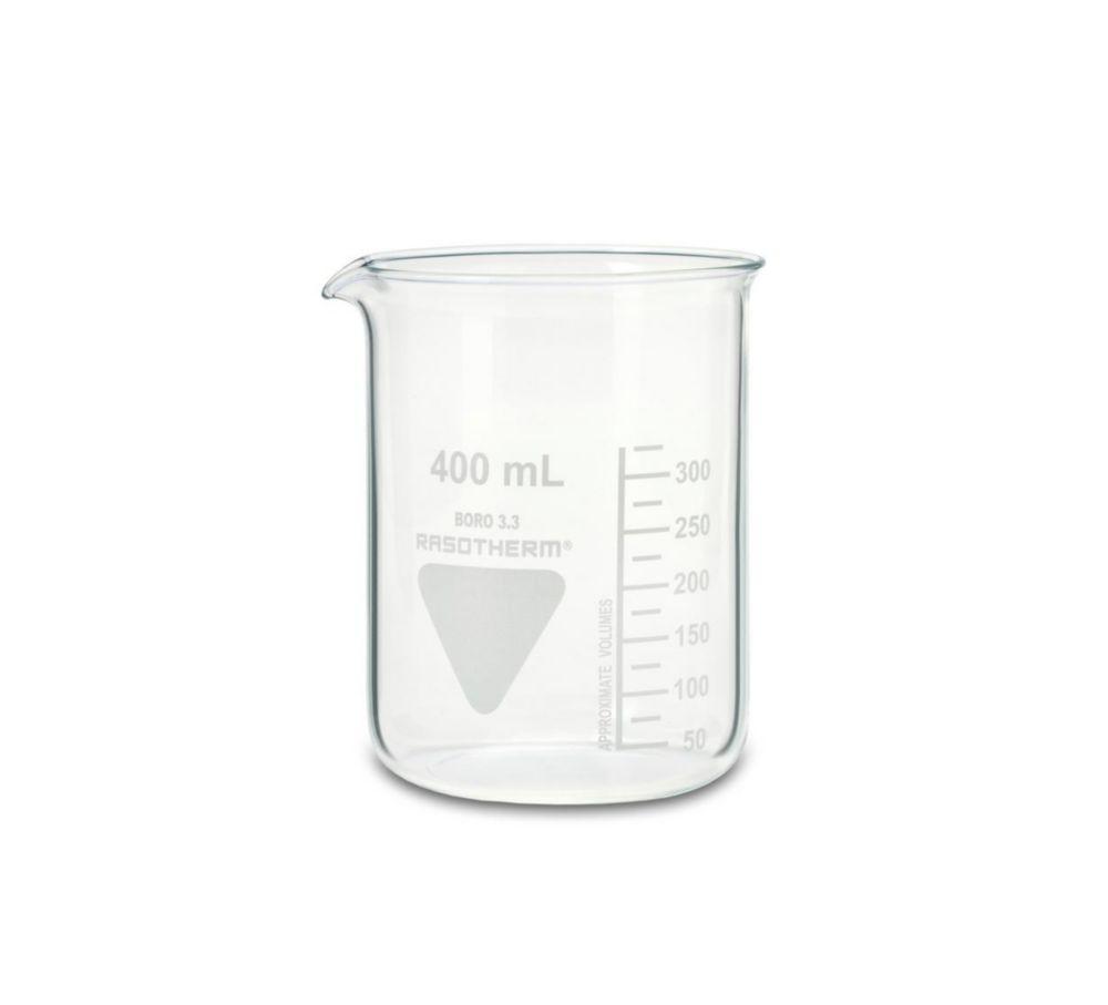 Scherf Beakers 400 ml, Low Form, Boro 3.3 with Division and Spout, Pack of 10