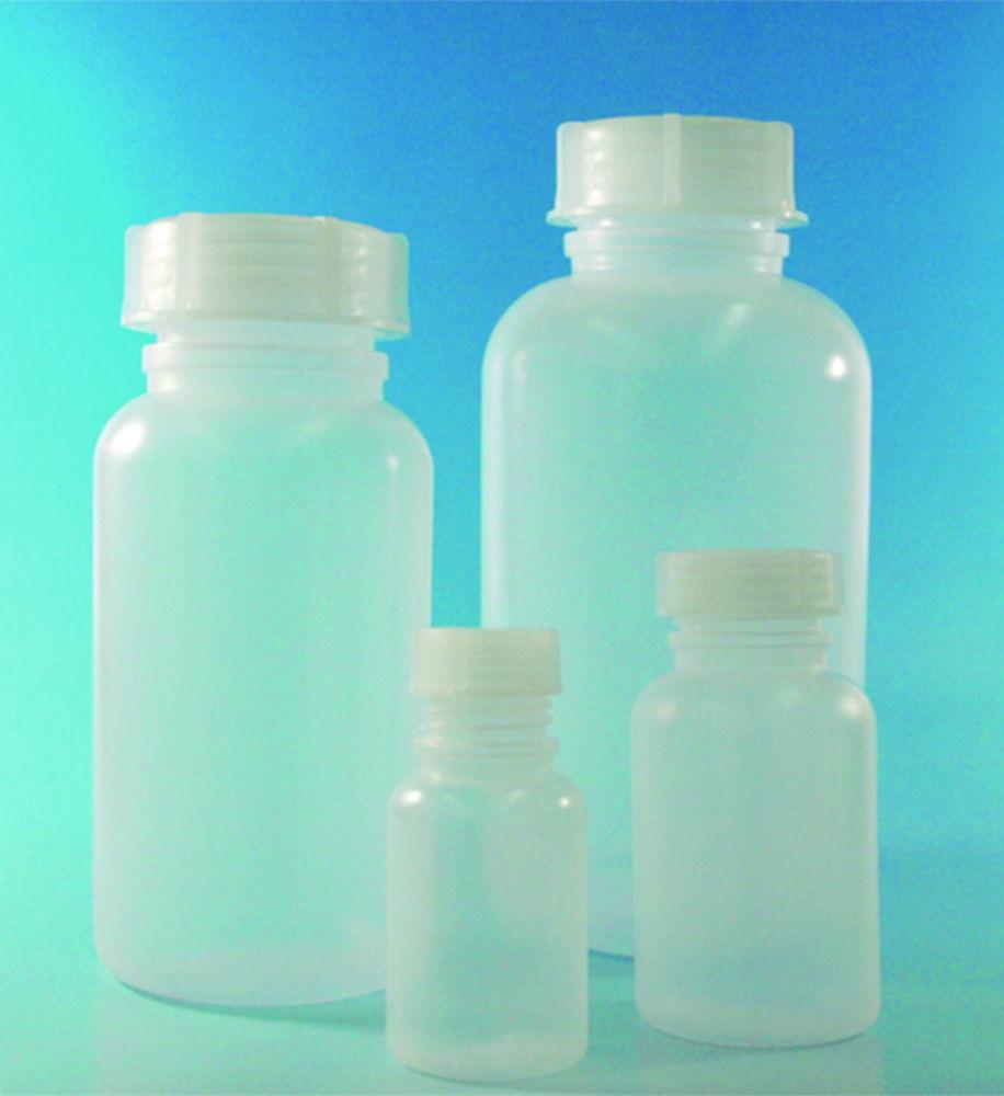 LLG Wide Neck Bottle 1000mL Round LDPE Natural with Closure, Pack of 4