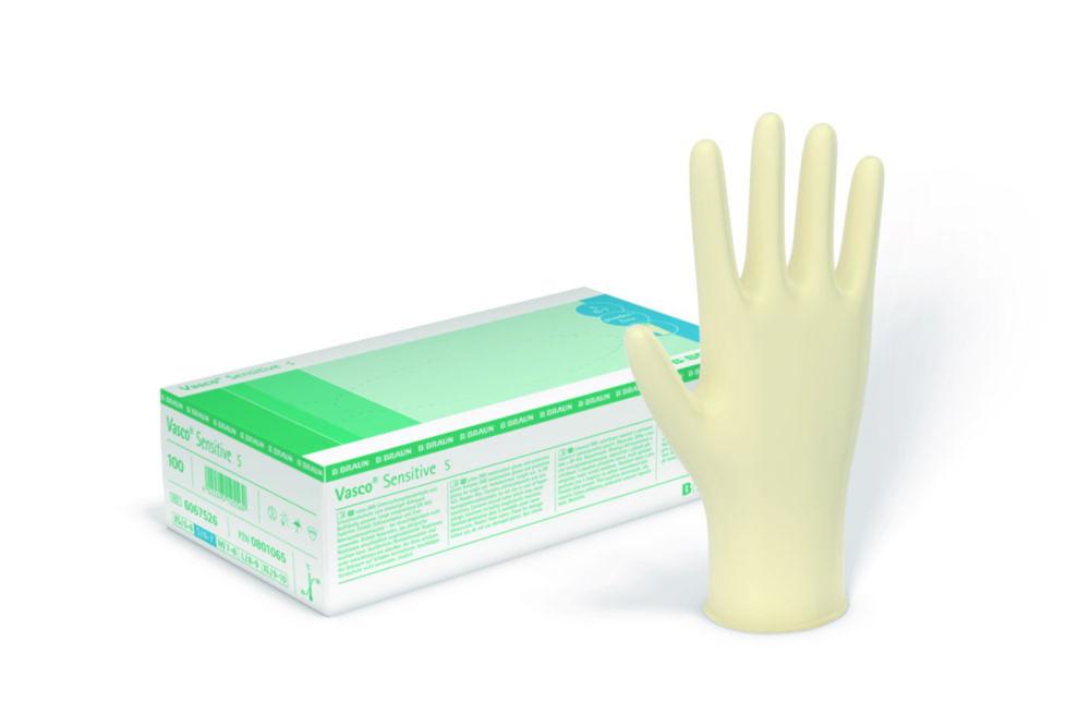 B. Braun Vasco Medical Examination Gloves, Size 8-9 Large, Sensitive, Latex, Clear, Powder-Free, Non-Sterile, Pack of 100
