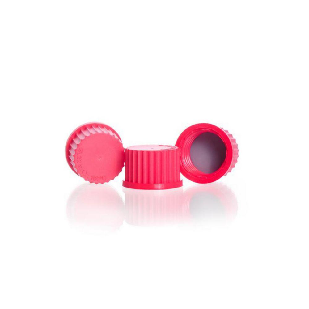 DWK Duran Screw Caps, PBT, Red with PTFE-Coated Seal, GL 32