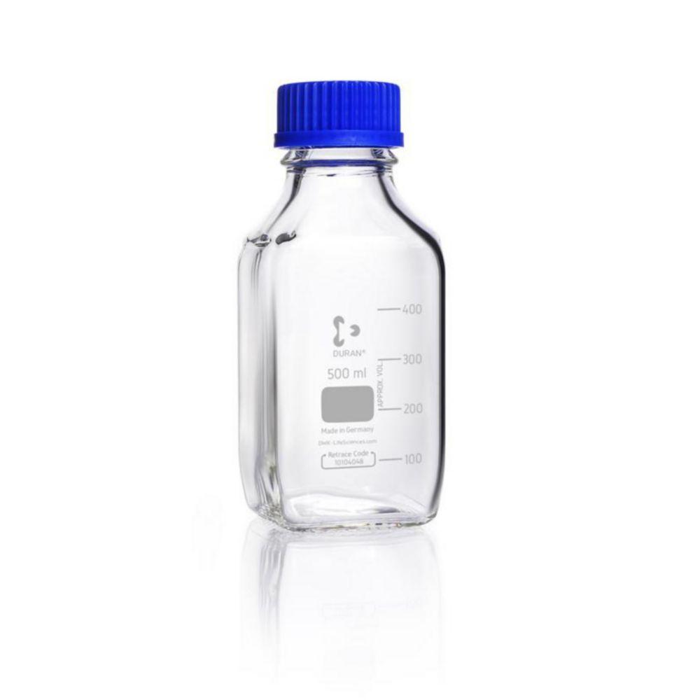 DWK Duran Square Shape Bottle, 500ml, with Screw Cap and Pouring Ring