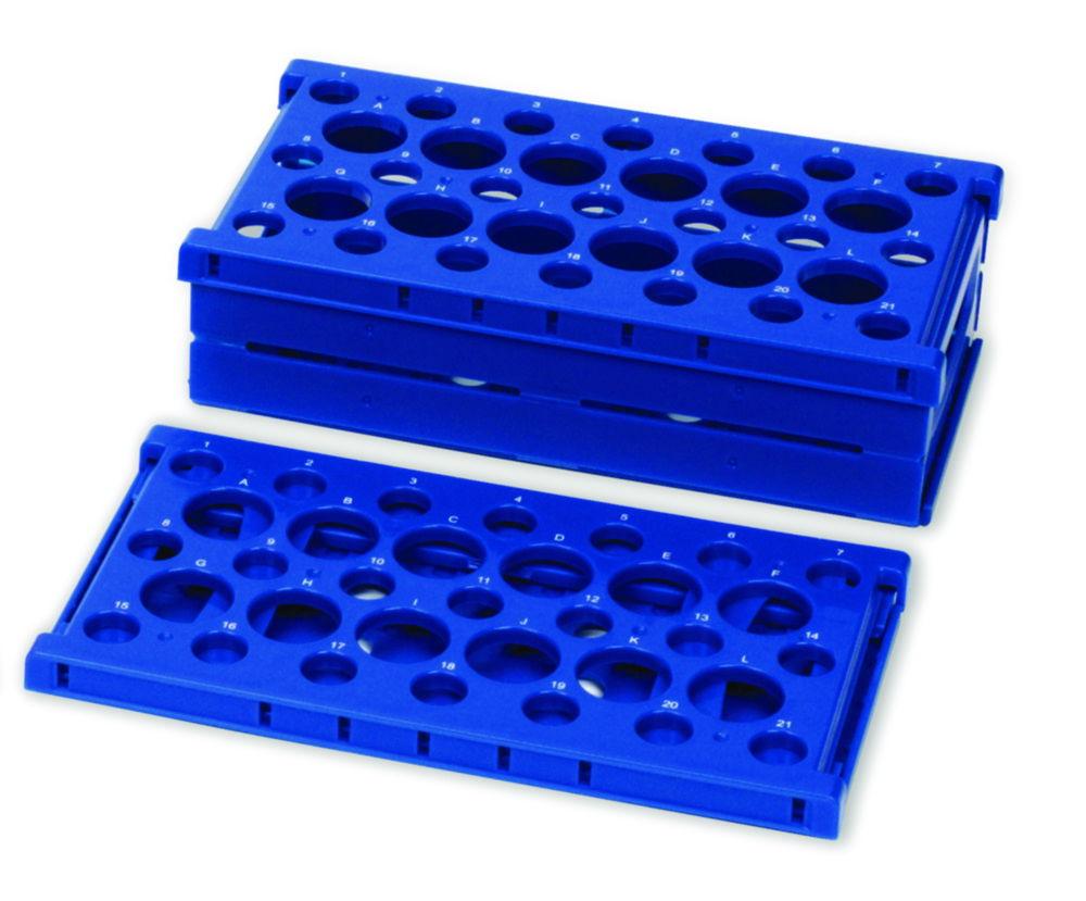 Heathrow Scientific Tube Racks Pop-Up, PP, Foldable for 21×15mL / 12×50mL Tubes, Blue, Pack of 2