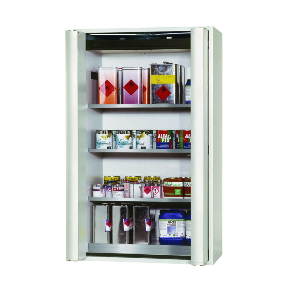 Asecos Safety Cabinet S-PHOENIX Vol.2-90 FDAC, 1196 x 616 x 1968 mm (WxDxH), Grey RAL 7035, 3 Shelves, 1 Bottom Collecting Sump