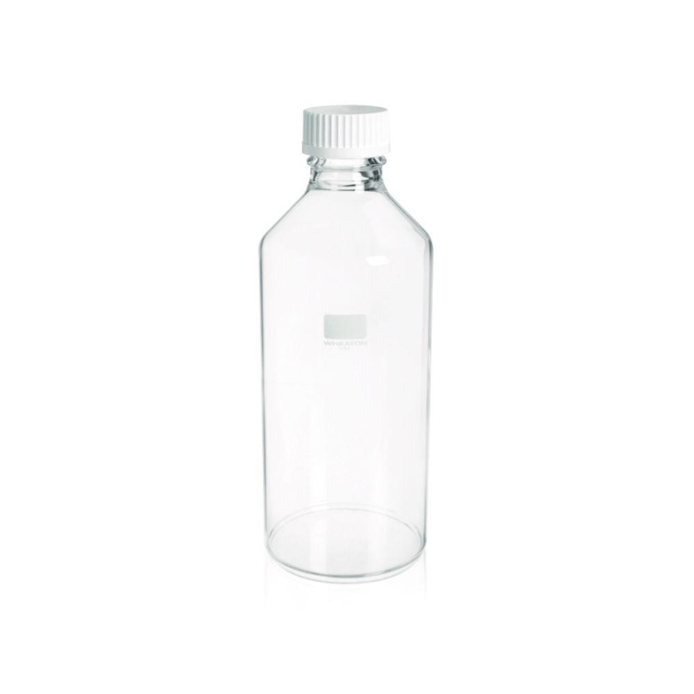 DWK Wheaton Roller Bottles 1760ml with 45mm White Polypropylene Screw Cap with Inner Sealing Ring and Pouring Ring