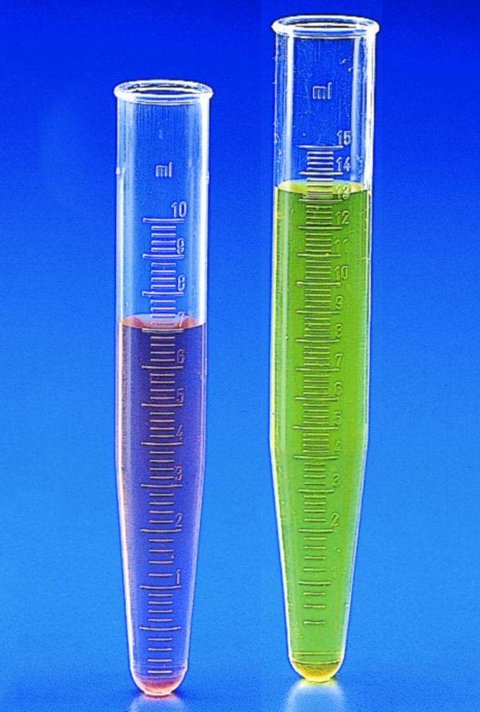 Kartell Centrifuge Tubes, 10 ml, 16x107 mm, PMP, Graduated, 0.1 ml Conical, Pack of 50