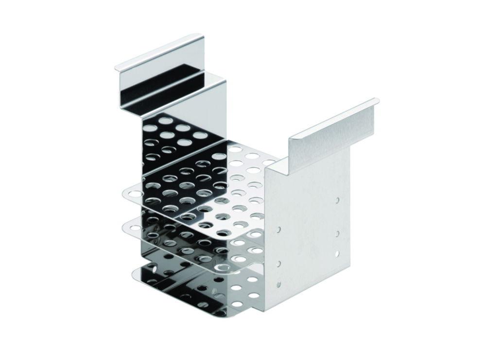 Stainless steel test tube rack up to +150°C, for 42 tubes 40 x 10/11 mm dia.