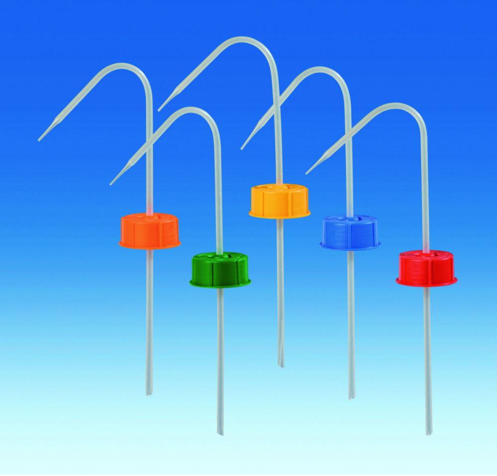 VITLAB Vent Cap with Screw Connection and Squirt Pipe, PP Blue for Bottle 250 mL, GL-45

