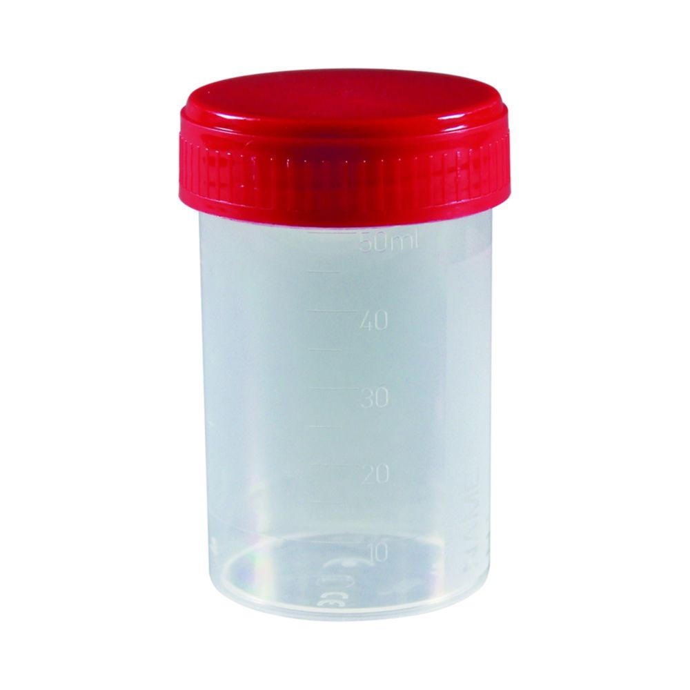 LLG Multipurpose Container, 60 mL, PP with Red PE Screw Cap, Frosted Label, Individually Wrapped, Pack of 500