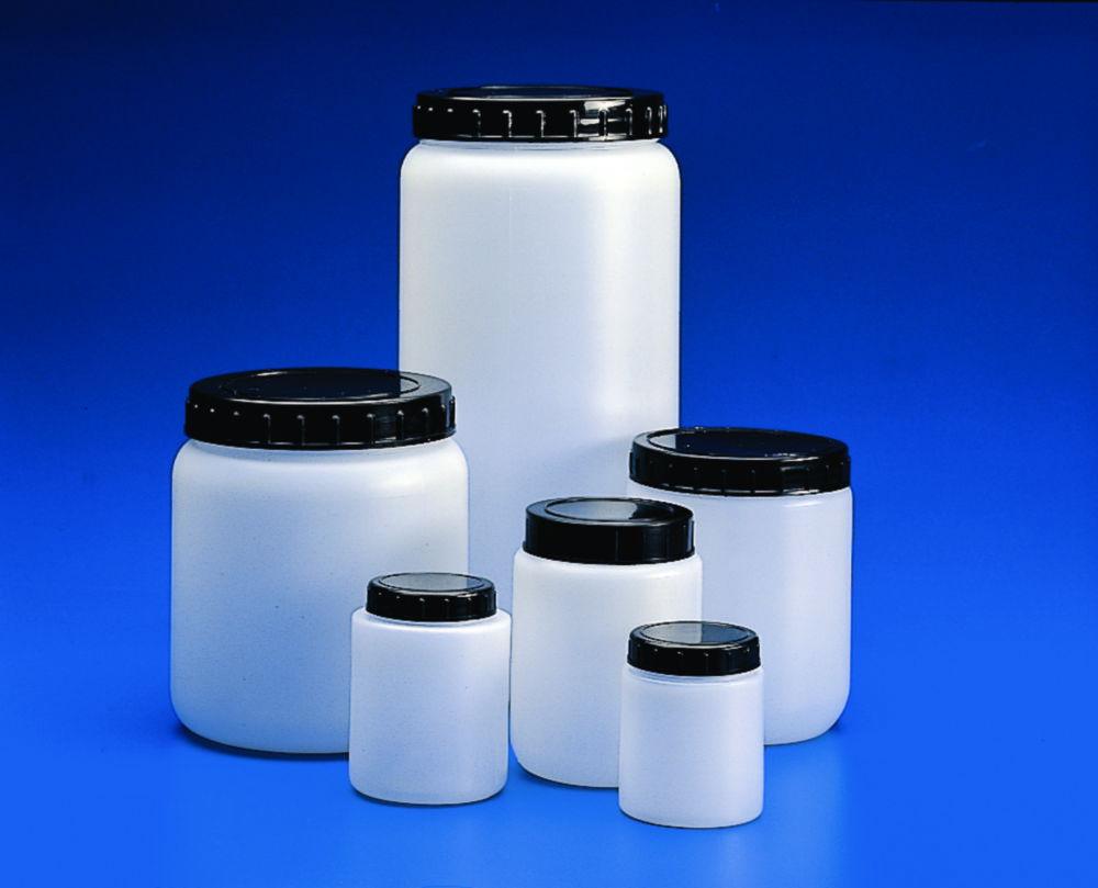 Kartell Cylindrical Jars 1000 mL HDPE White with Black Screw Cap Pack of 10