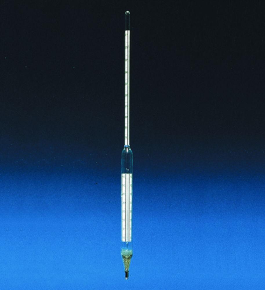 Hydrometer, mineral oil, adjustable 0,610-0.700, with blue Wg.-thermometer