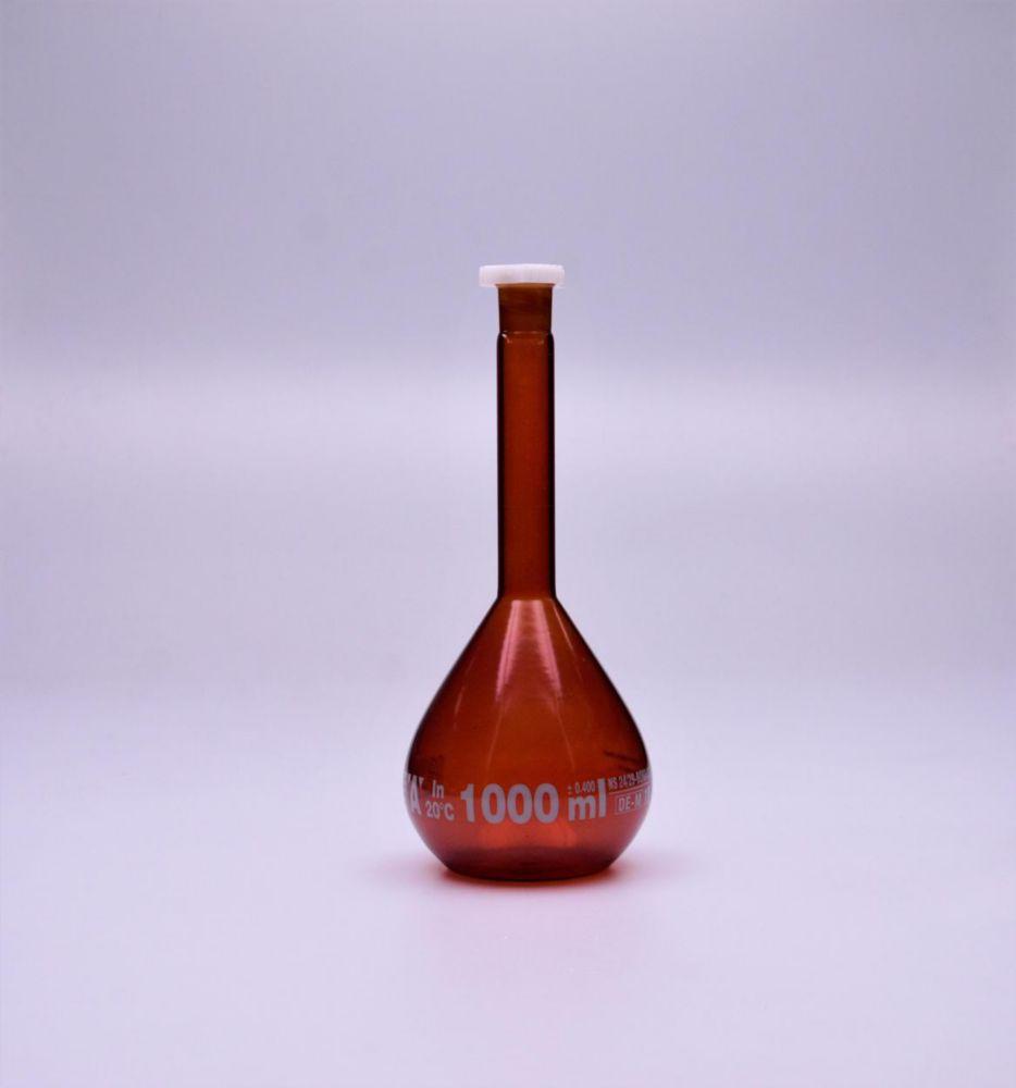 Bottle 1000 ml amber, boro, with screw cap, coated