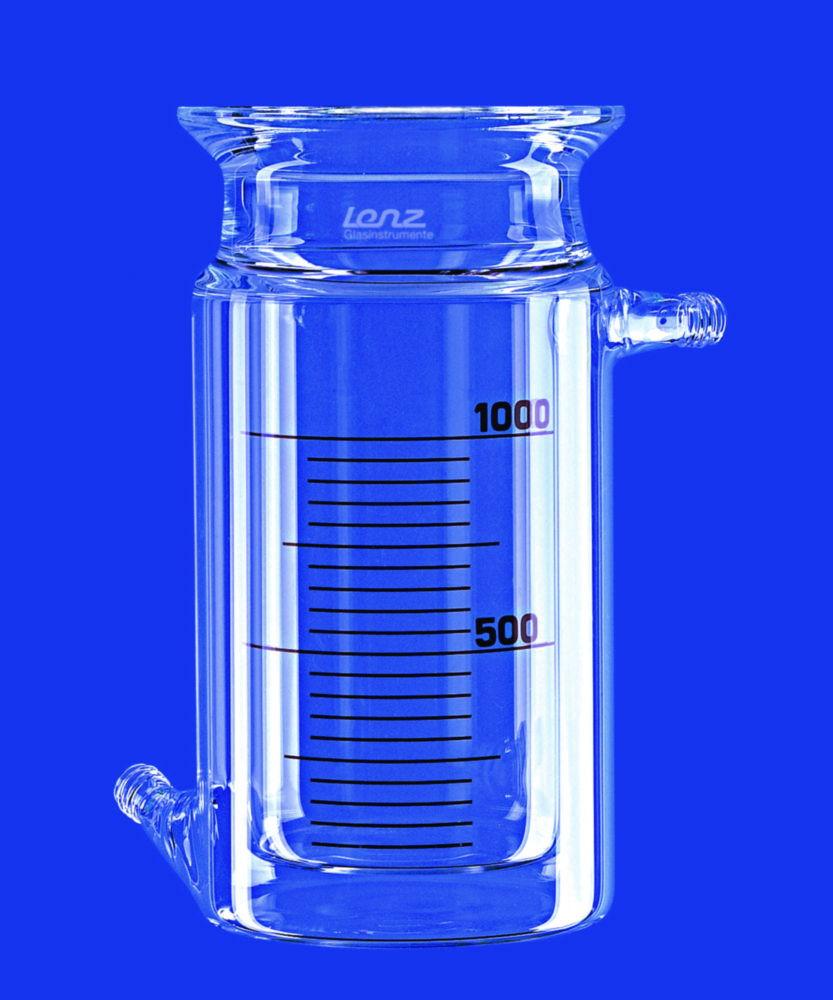 Lenz-Laborglas Reaction Vessel, Cylindrical, with Thermostatic Jacket, LF 100, Capacity 1 L, Socket NS 14/23