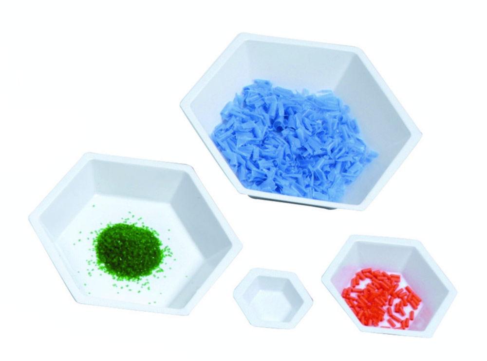 LLG Hexagonal Weighing Boats L Ø Top 102mm, Ø Bottom 76mm, PS, Antistatic, Pack of 500