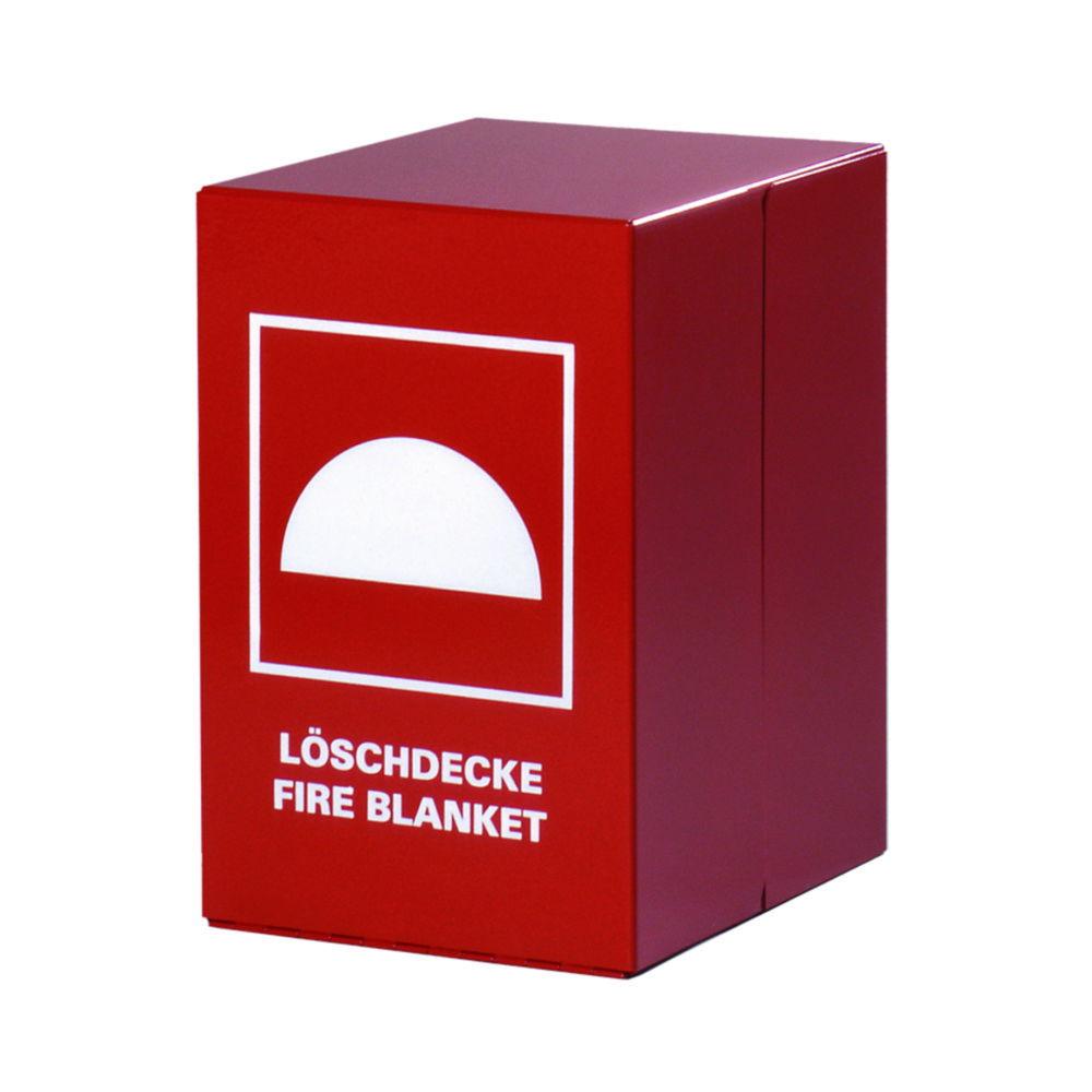 Fire blanket container JT5000LB steel, red, with screenprint, 300x200x240 mm