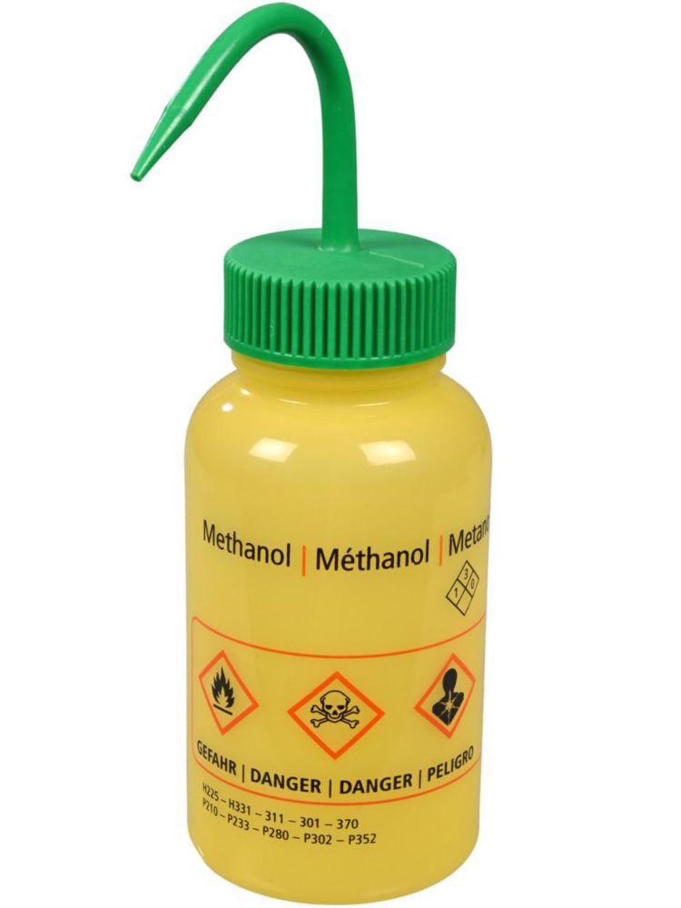 Bürkle Spray Bottle 500 ml, LDPE Wide Neck, "Methanol", Closure Green, LaboPlast