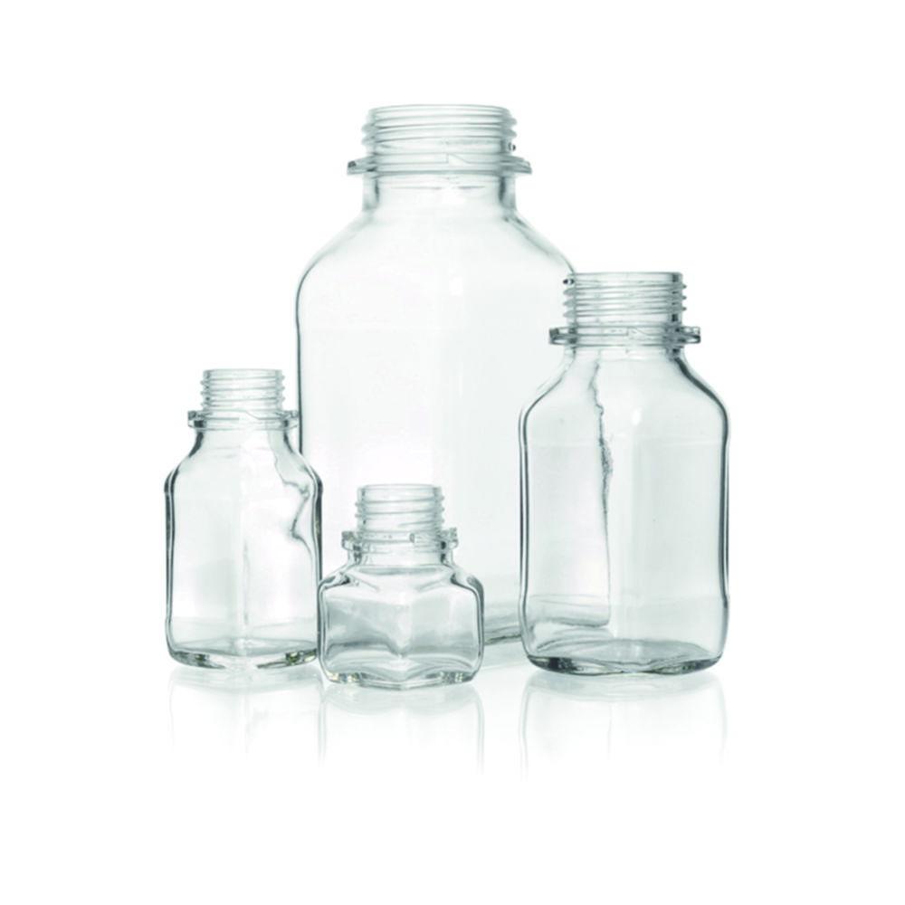 DWK Duran Square Screw Cap Bottle, 50 ml, Wide Neck, Clear, Thread 32