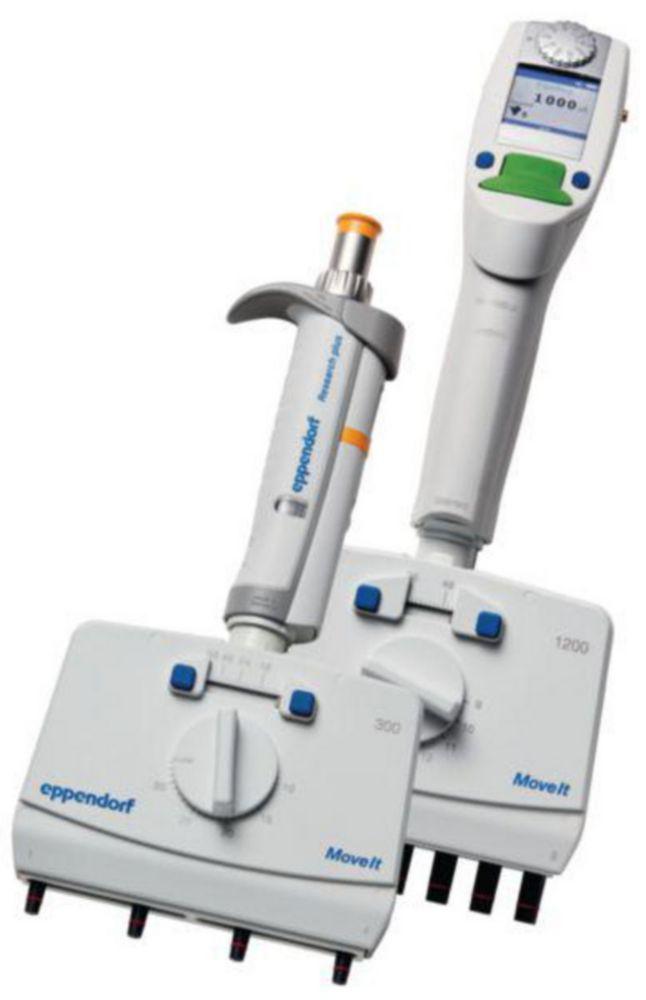 Eppendorf Research plus Move It, 4-Channel, 120–1.200 µL, Dark Green, Adjustable Cone Spacing