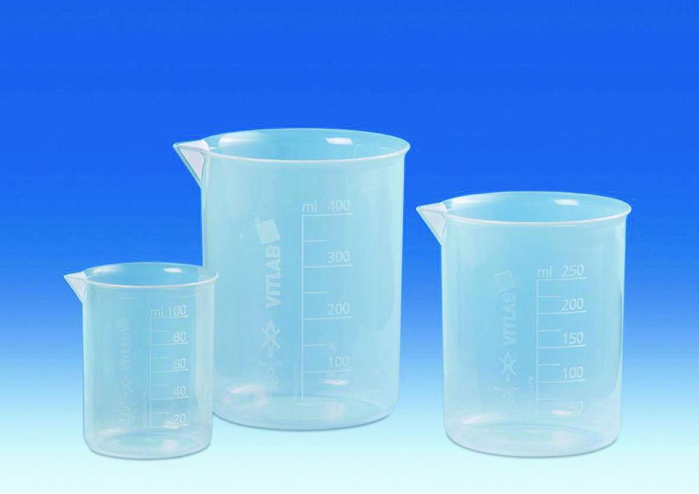 VITLAB Griffin Cups 2000 ml PP, Highly Transparent with Raised Scale, Pack of 6

