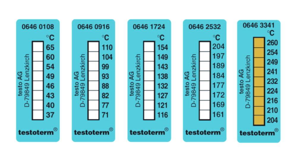 Testo Temperature Recording Stripes (204°C to 260°C), 51mm x 18mm, Pack of 10
