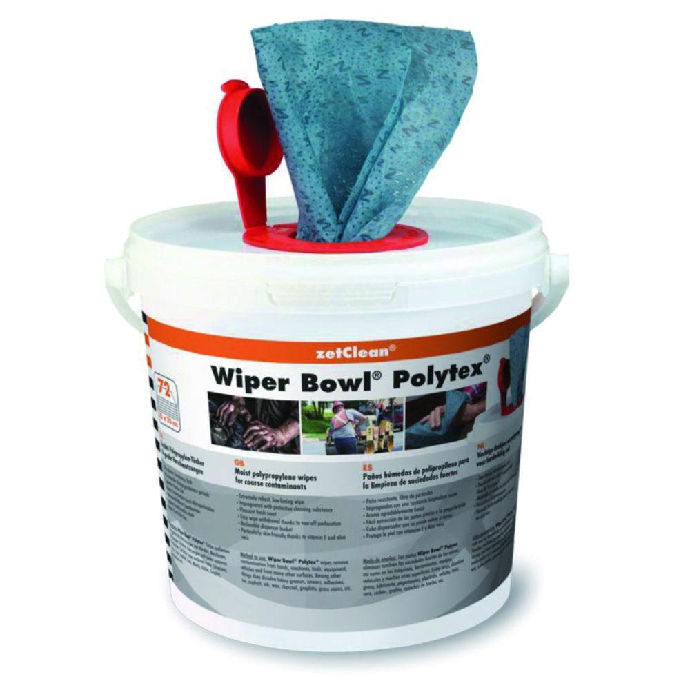 ZVG Wiper Bowl Polytex Cleaning Tissues Humid, 25x25cm, in Dispenser Bucket, Pack of 72 Tissues