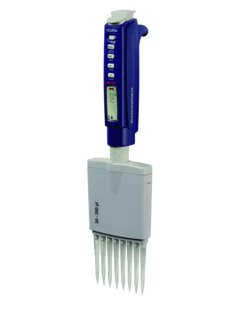 SOCOREX Acura Electro 956 Multichannel Pipette 8-Channel 10–200 µl, Alone with 4.8 V Battery