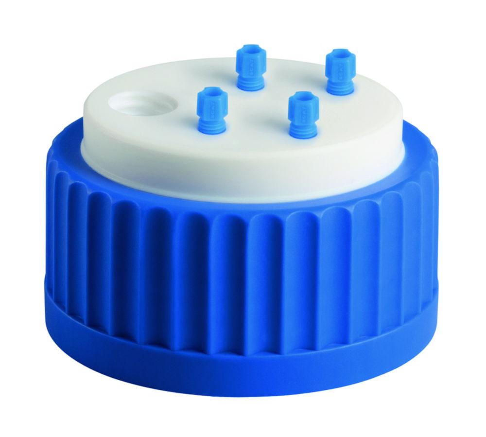 SCAT SafetyWasteCap, GL80 for Schott wide neck bottles, 4x2.3/3.2mm OD tubing