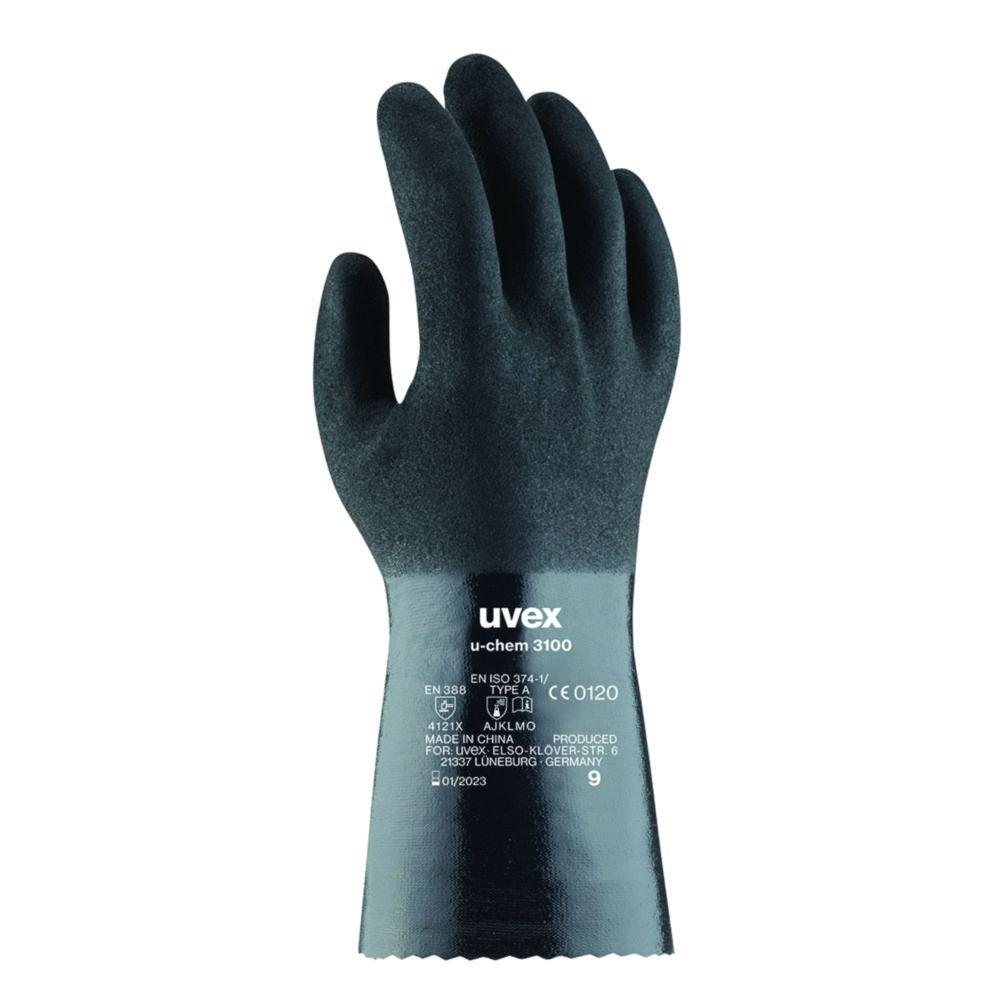 Uvex U-Chem 3100 Chemical Protection Gloves, Black, Size 9, Nitrile Rubber, Box of 10 Pairs​

