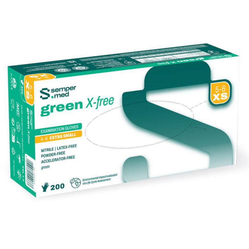 Disposable Gloves size XS Sempermed® SM green X-free, nitrile, powder free, pack of 200