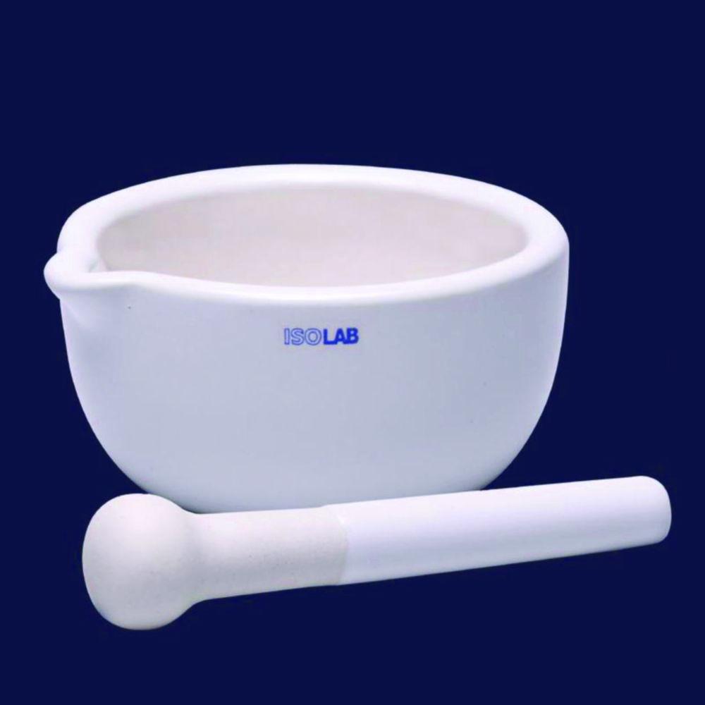 Porcellaine mortar 70x150 mm Ø               . without pestle, 400 ml, outer glaced, white, with spout, DIN 12906